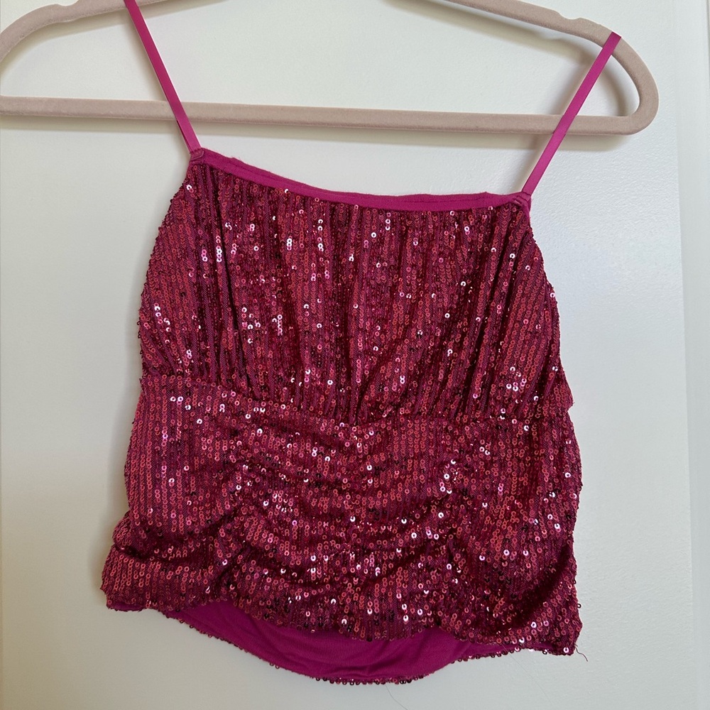 Sparkling Pink Sequin Tank Top